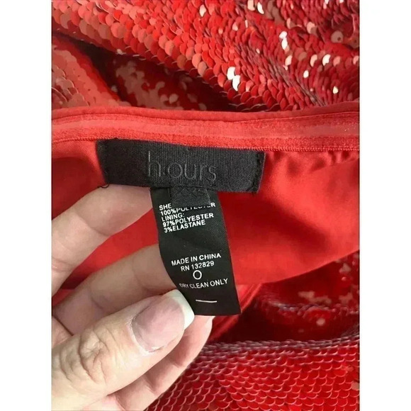 H:OURS Cesca RED Sequin Strapless Dress Size 0 XXS Valentine's Day Sexy Bodycon - Picture 8 of 11